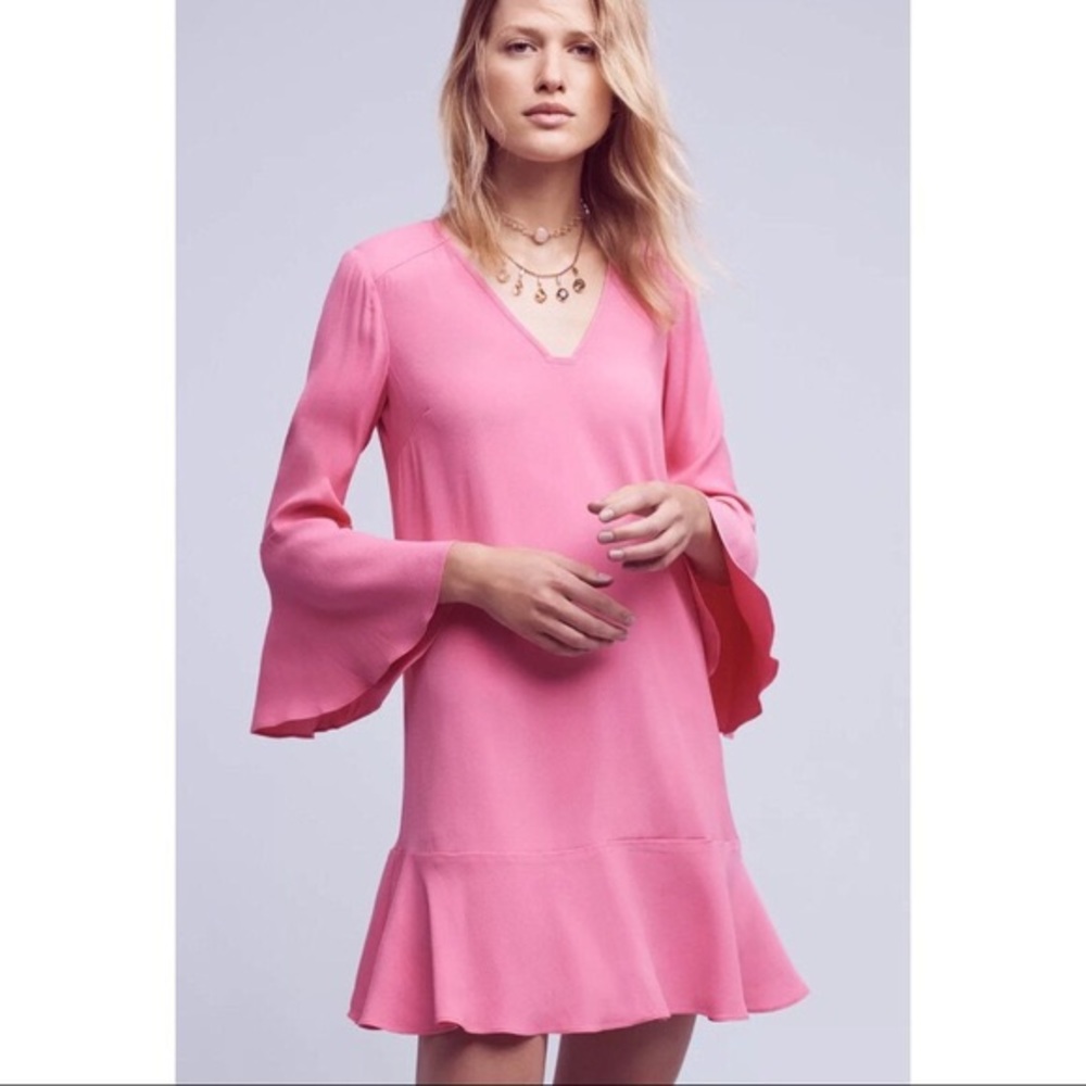 Anthro HD in Paris Pink Carissa Bell Sleeve Dress